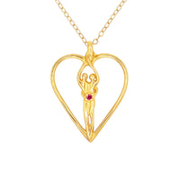 Large Soulmate Heart Necklace, .925 Genuine Sterling Silver with 14kt. Gold overlay, 18