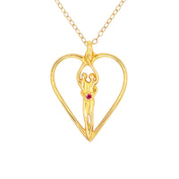 Large Soulmate Heart Necklace, .925 Genuine Sterling Silver with 14kt. Gold overlay, 18