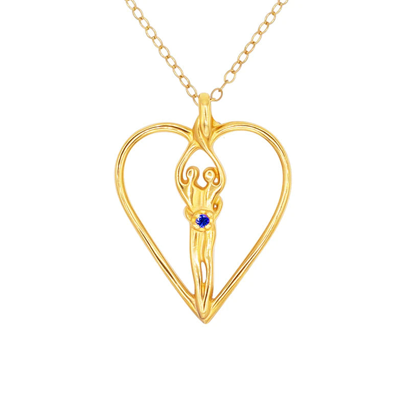 Large Soulmate Heart Necklace, .925 Genuine Sterling Silver with 14kt. Gold overlay, 18
