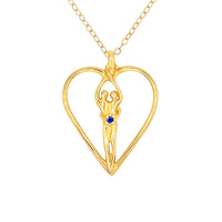 Large Soulmate Heart Necklace, .925 Genuine Sterling Silver with 14kt. Gold overlay, 18
