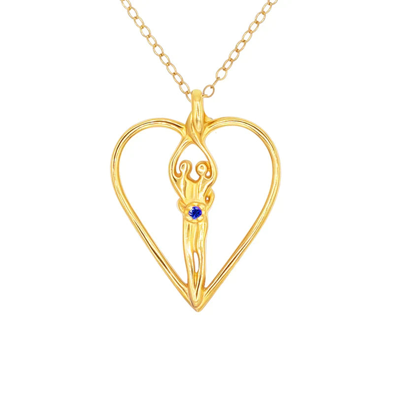 Large Soulmate Heart Necklace, .925 Genuine Sterling Silver with 14kt. Gold overlay, 18