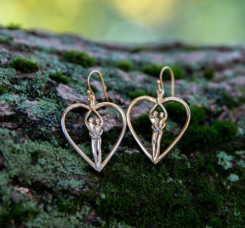 anniversary jewelry - gold heart shaped earrings - symbol of love