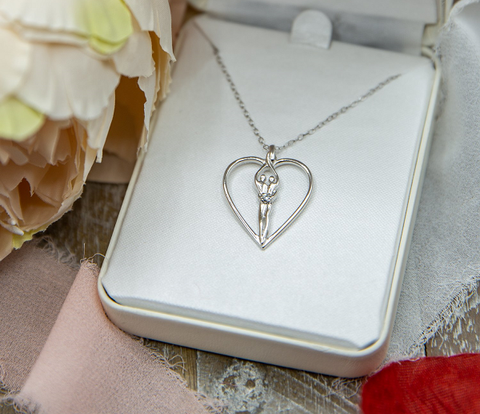 anniversary jewelry gift - silver heart - cubic zirconia necklace