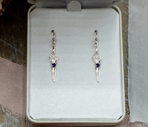 sapphire silver soulmate earrings