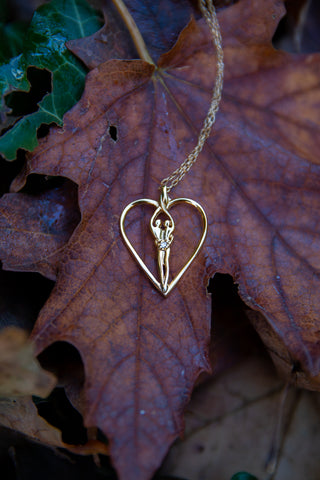 soulmate heart necklace pendant in gold or silver