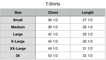 3x Shirt Size Chart