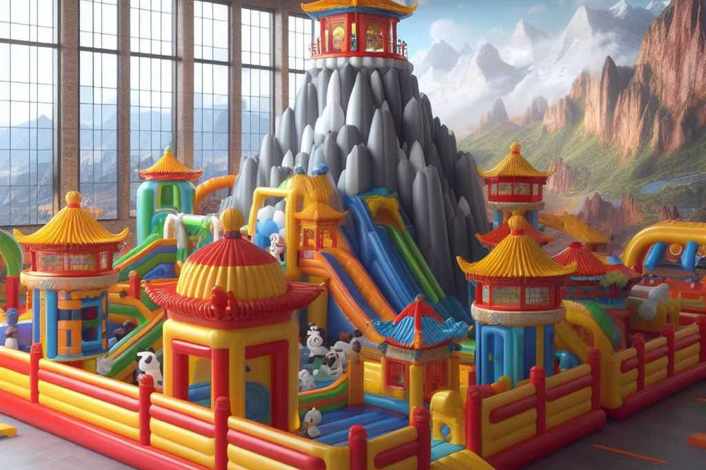 indoor playground with inflatable play center