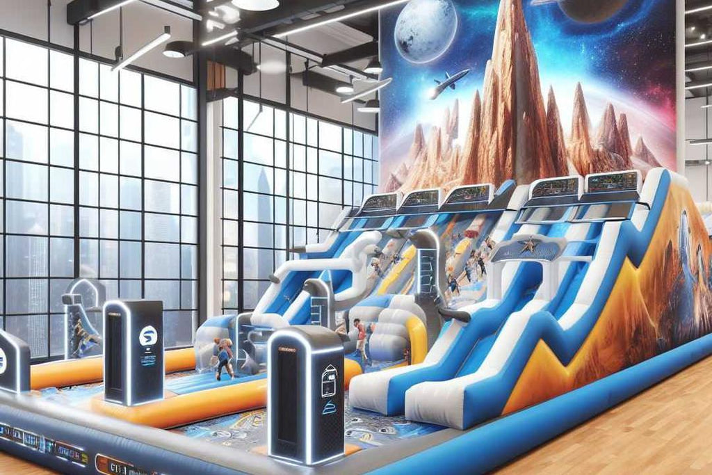 indoor playground with inflatable tossing games