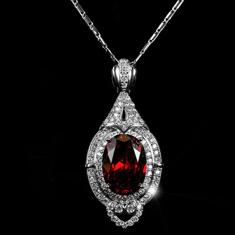 ADELA VINTAGE ART DECO RUBY RED PENDANT NECKLACE – Beloved Sparkles