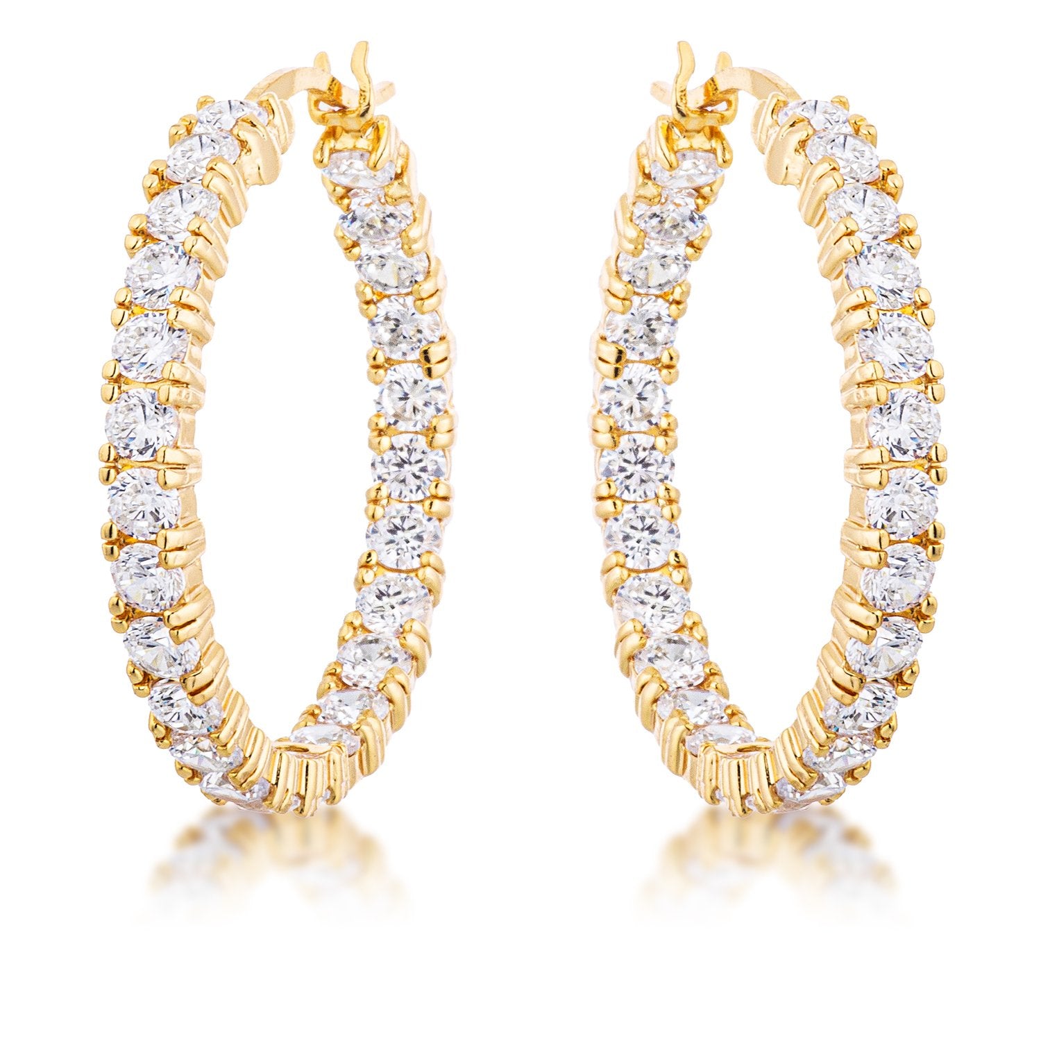 Solid 10K Rose Gold CZ Cubic Zirconia Hoop Earrings 2020年のクリスマスの特別な衣装 