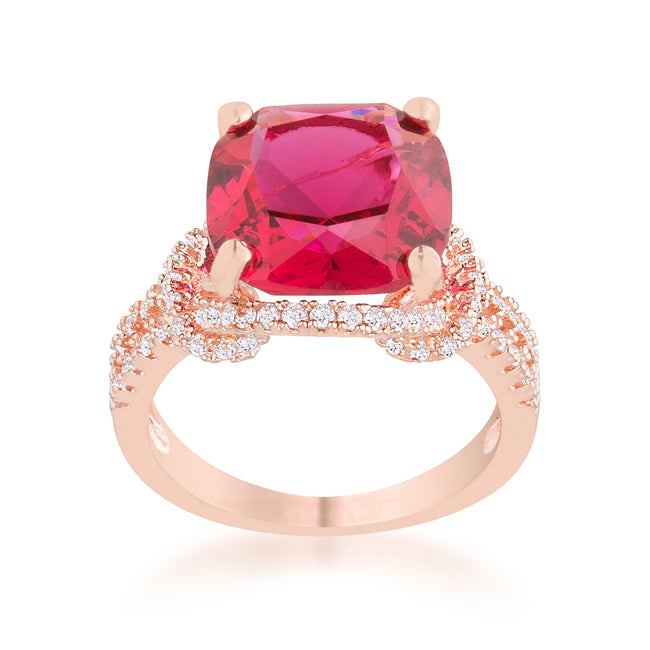 Charlene Ruby Cushion CZ Rose Gold Statement Ring | 7ct – Beloved Sparkles