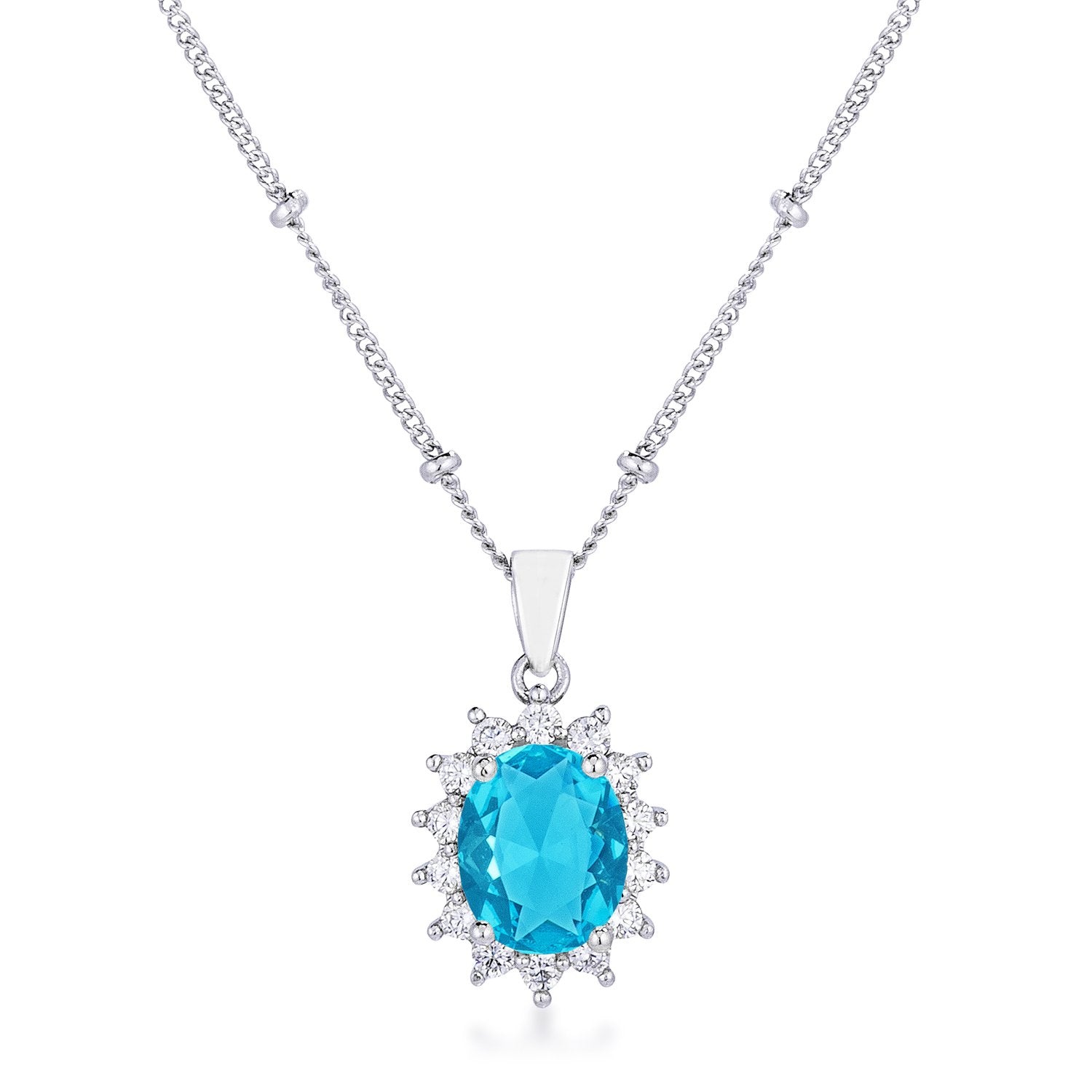 Chesna Oval Aqua Halo Pendant