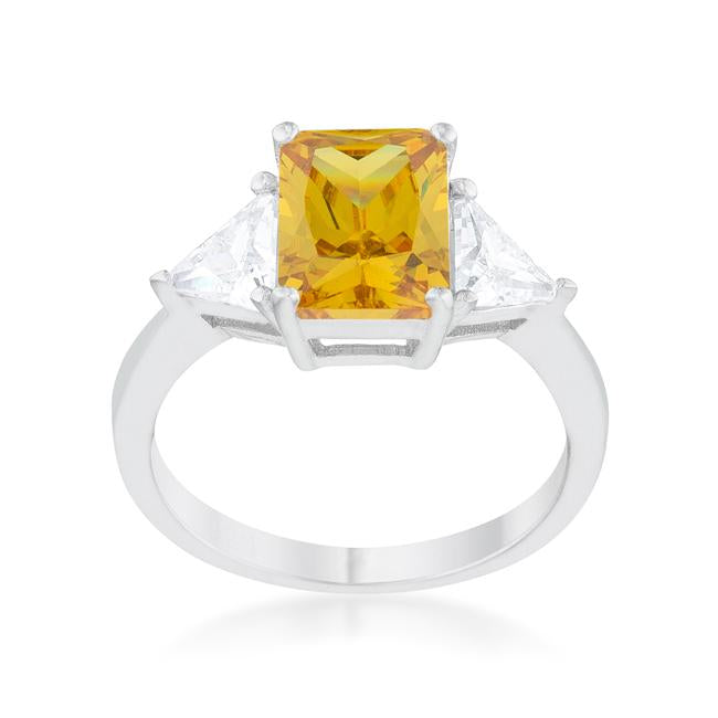 Gretchen Canary Yellow Radiant Cut Three Stone Cocktail Ring | 4.5 ...