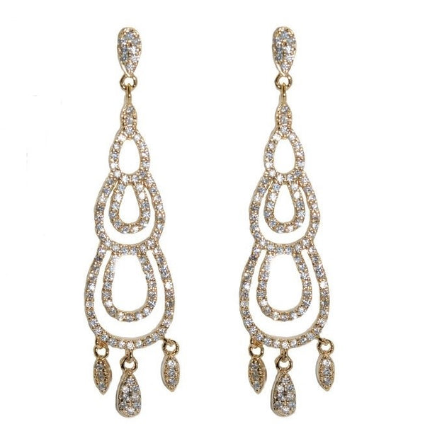 Janalyn CZ Gold Chandelier Earrings | 18k Gold – Beloved Sparkles