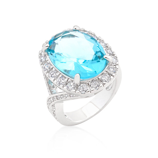 Kaylin Aqua Blue Cushion Cut Halo Cocktail Ring | 15ct – Beloved Sparkles