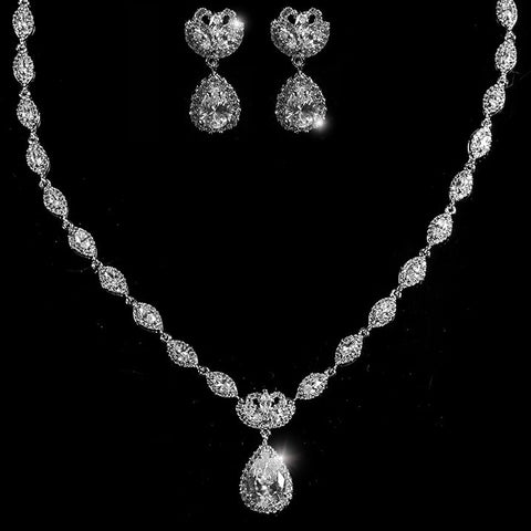 Nettie Vintage Teardrop Dangle Necklace Set | 50 Carat | Cubic Zirconi ...