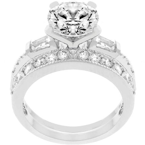 Nita 2(ct) Round Cut Solitaire Engagement Wedding Ring Set | 3ct ...