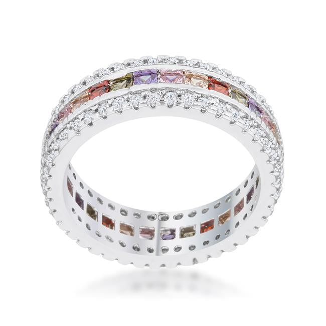 Paula Multi-color CZ Eternity Band Ring | 5.5 Carat Cubic Zirconia Wide ...