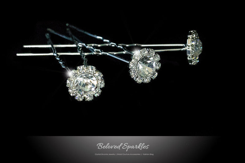 Lydia Clear Diamond Halo Hair Stick Pin | Rhinestone