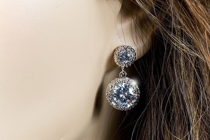 Sage Round Drop Statement Earrings | 4.5ct – Beloved Sparkles
