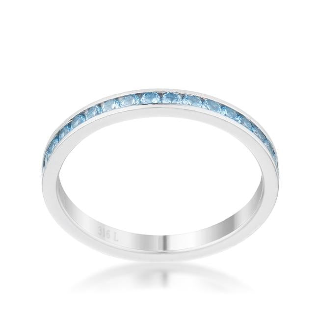 Teresa Blue Topaz Silver Eternity Stackable Ring | 1ct | Stainless Ste ...