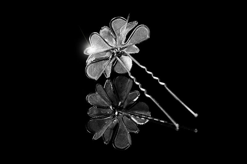 Orlina Large Mesh Flower Hair Stick Pin | Rhinestone