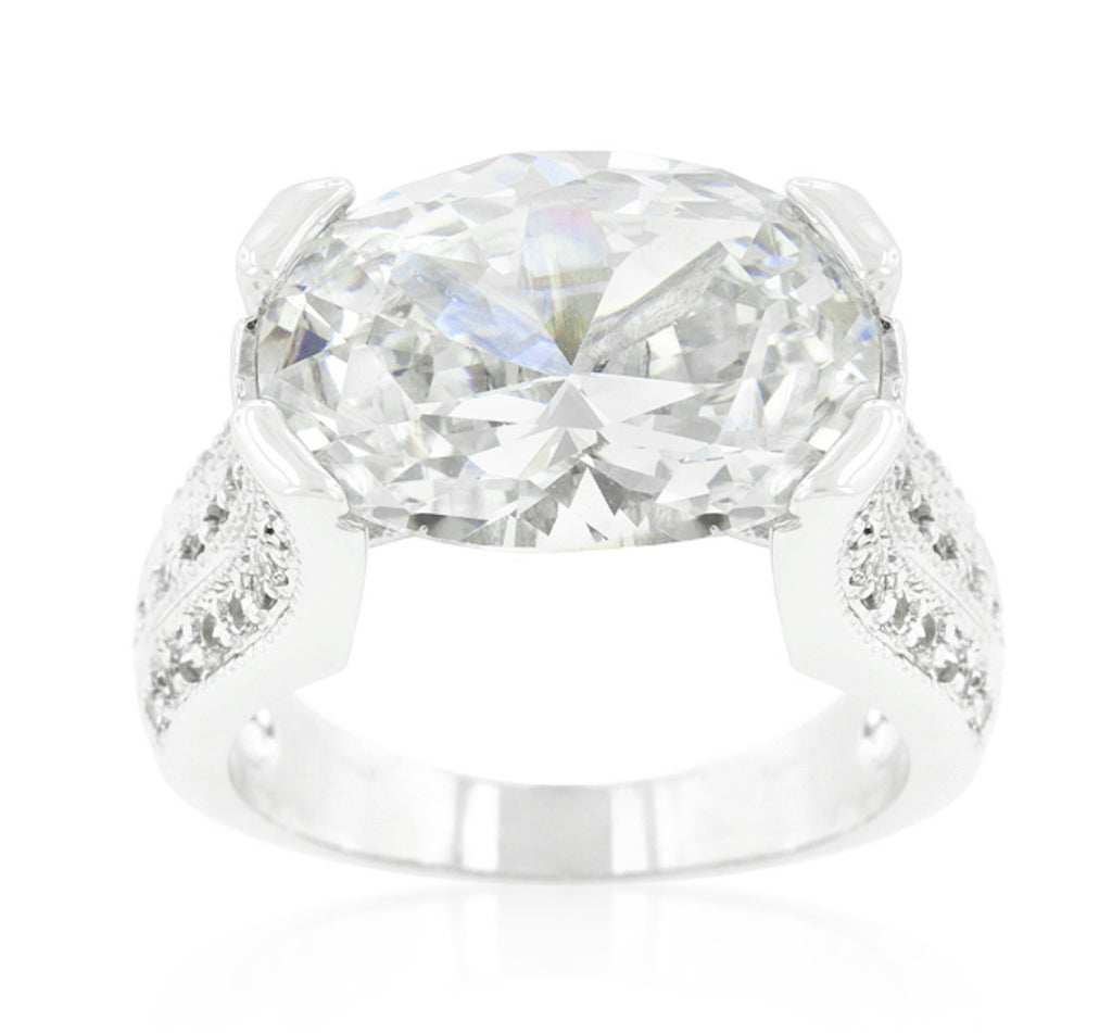 Ivanna Oval Cut Engagement Statement 28 Carat Cubic Zirconia Ring ...