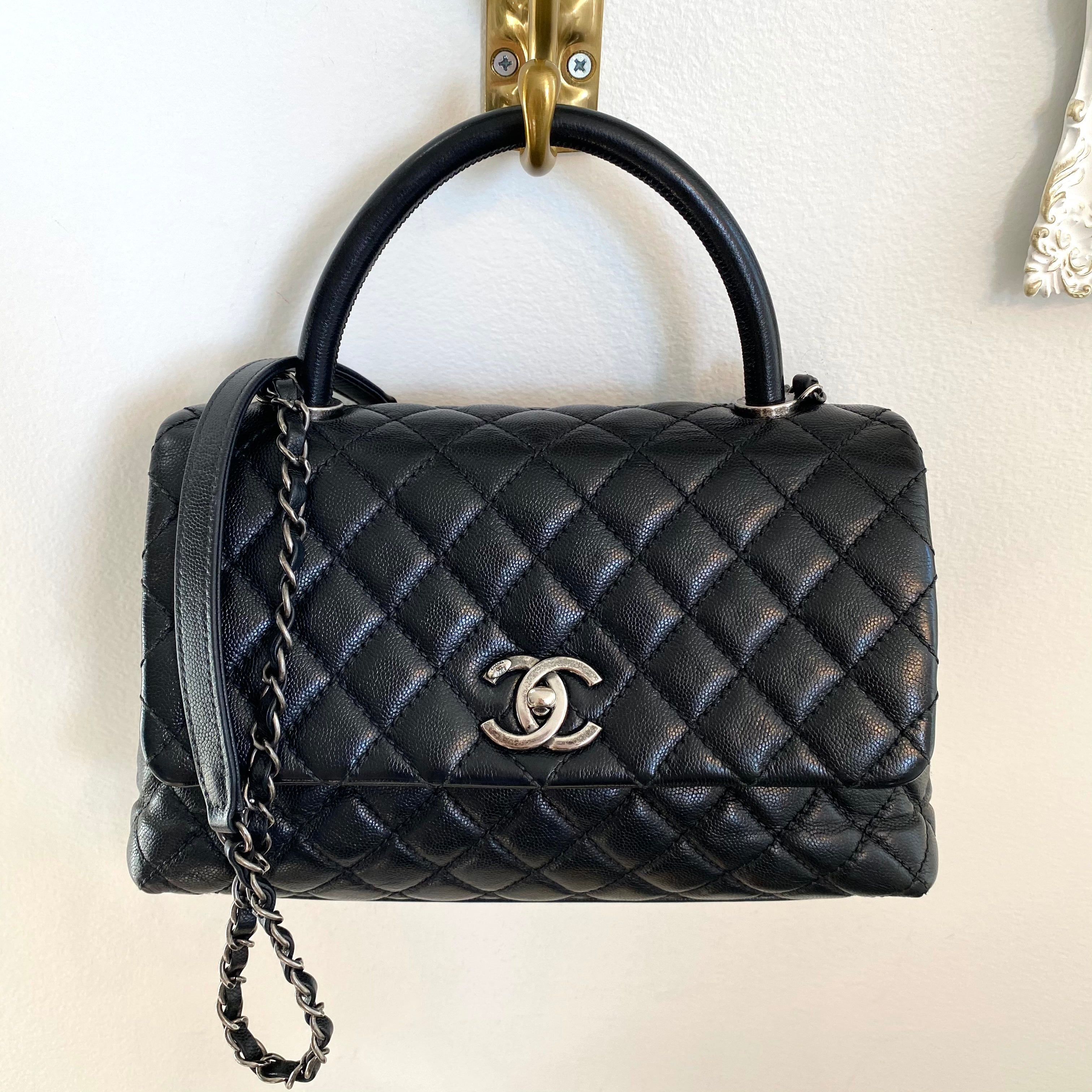 Authentic CHANEL Coco Handle Black Leather Handbag – Valamode