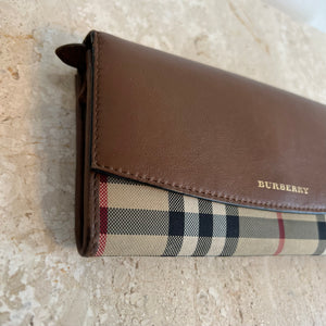 Authentic BURBERRY Nova Check Haymarket & Brown Leather Wallet – Valamode