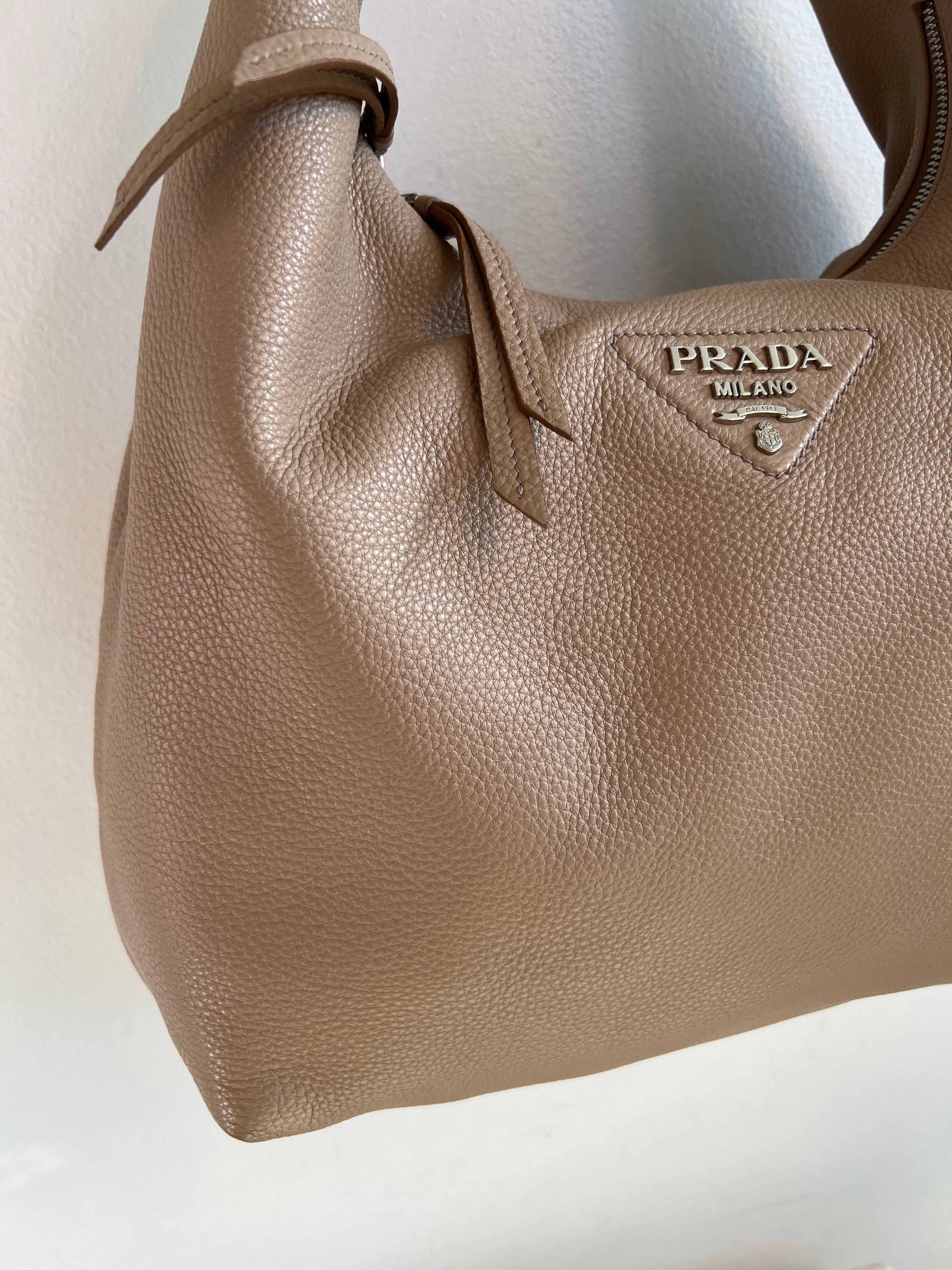 Authentic PRADA Tan Leather Vit Daino Hobo Bag – Valamode