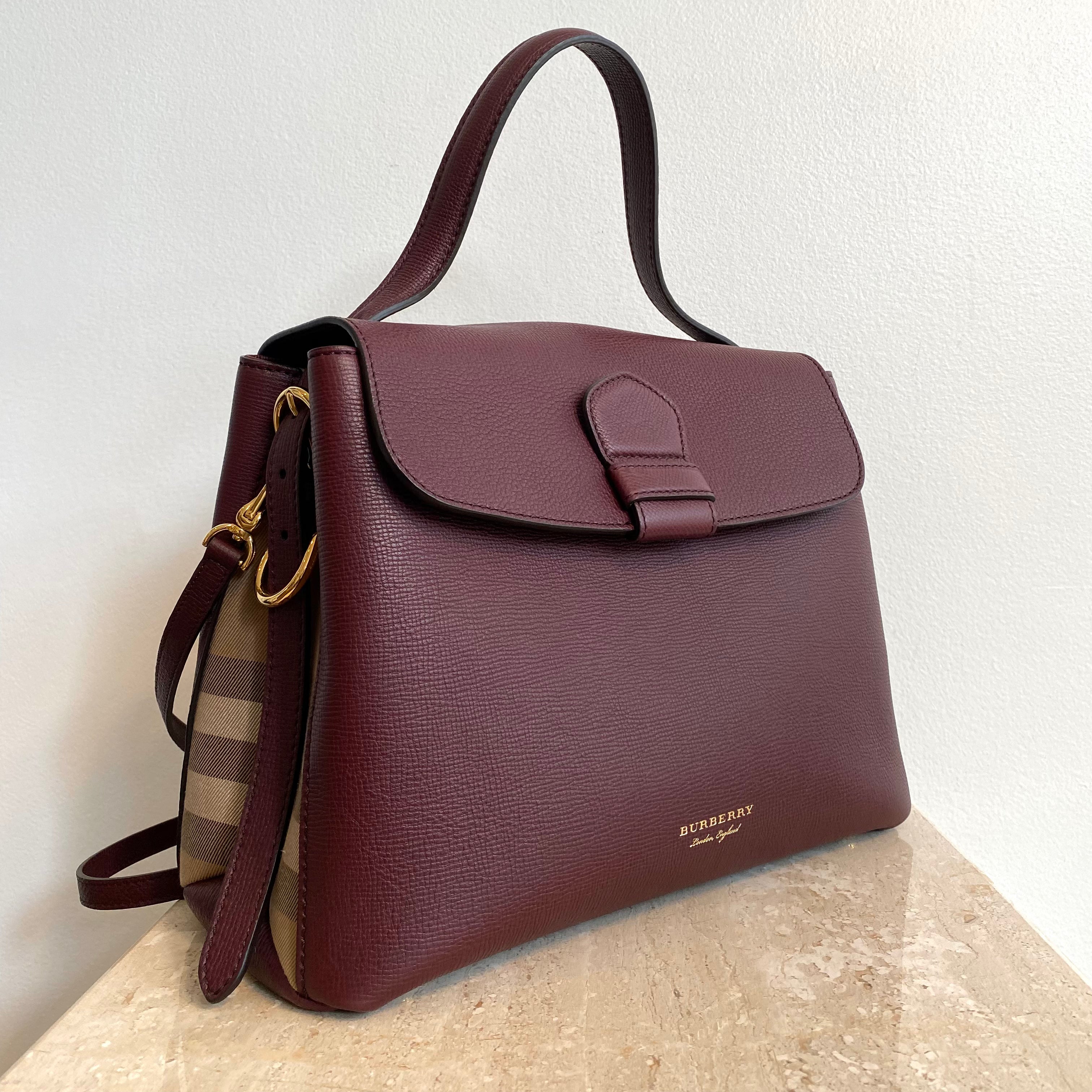 Authentic BURBERRY Mahogany Leather Derby Camberley Tote – Valamode