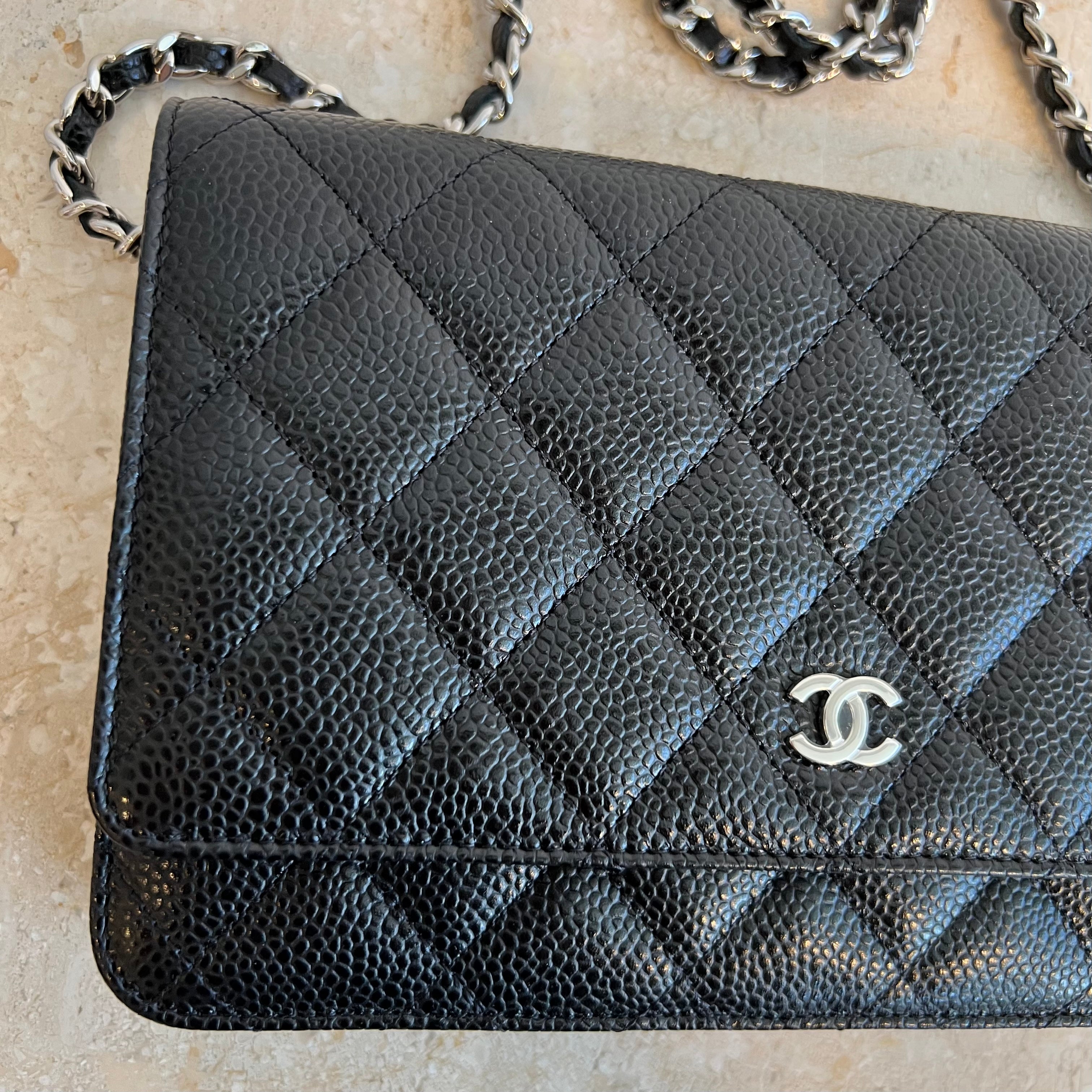 Authentic CHANEL Black Caviar Wallet On Chain SHW – Valamode