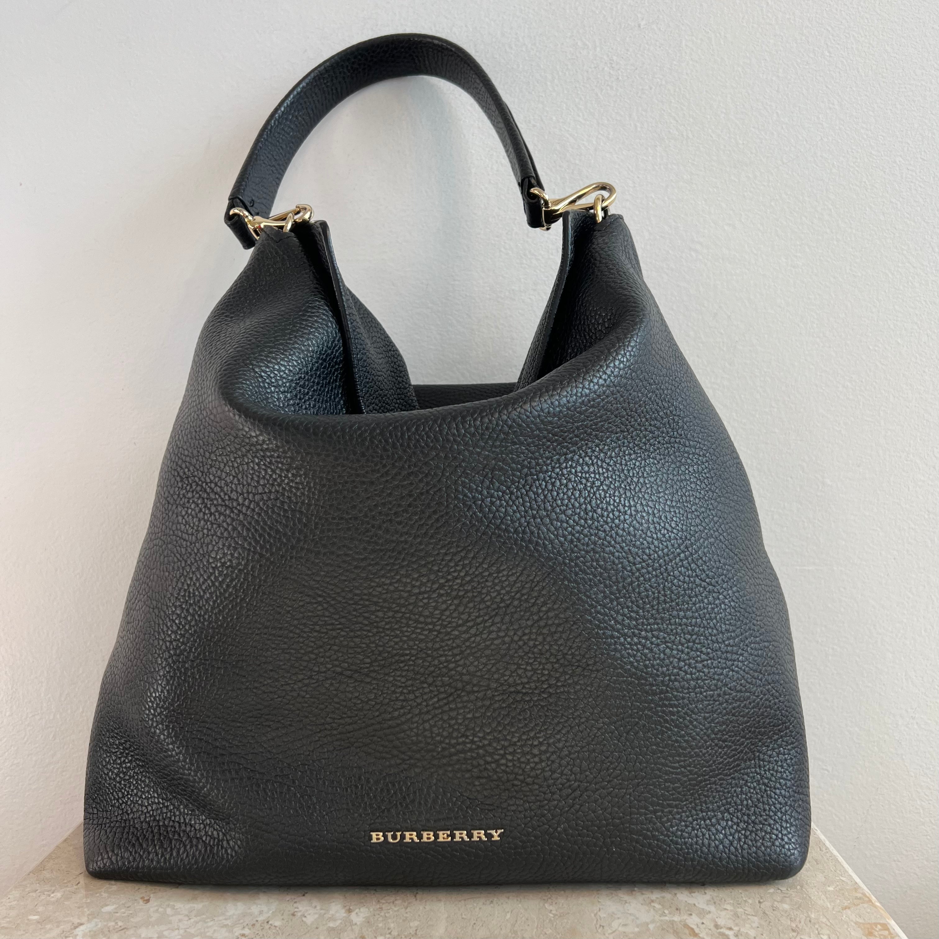 Authentic BURBERRY Black Leather Cale Hobo – Valamode