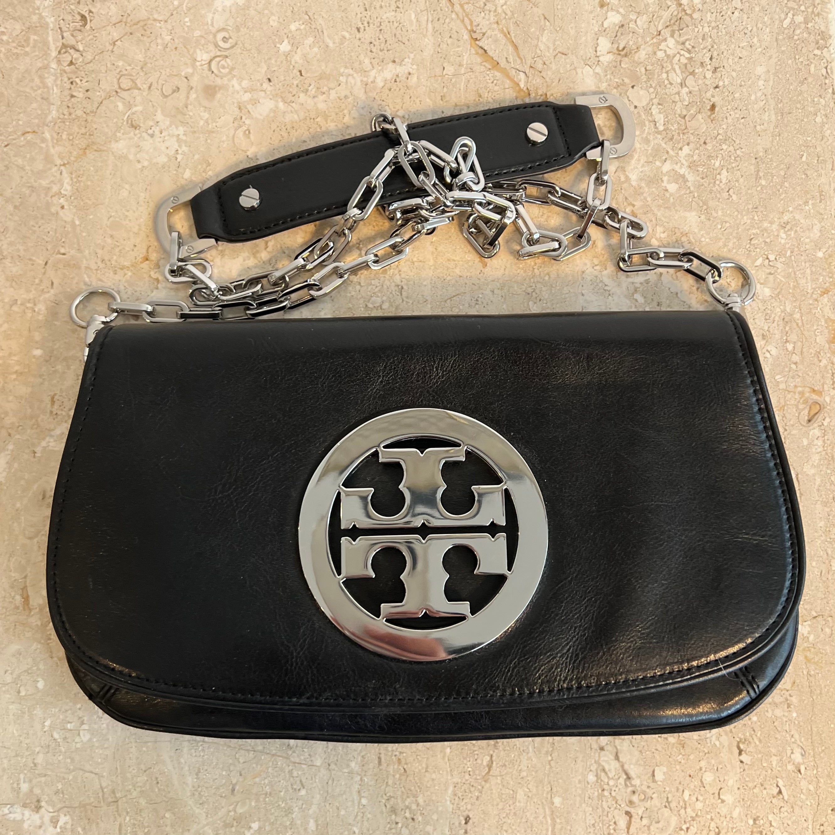 Authentic TORY BURCH Black Clutch on Chain – Valamode