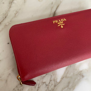 Authentic PRADA Red Saffiano Leather Wallet – Valamode