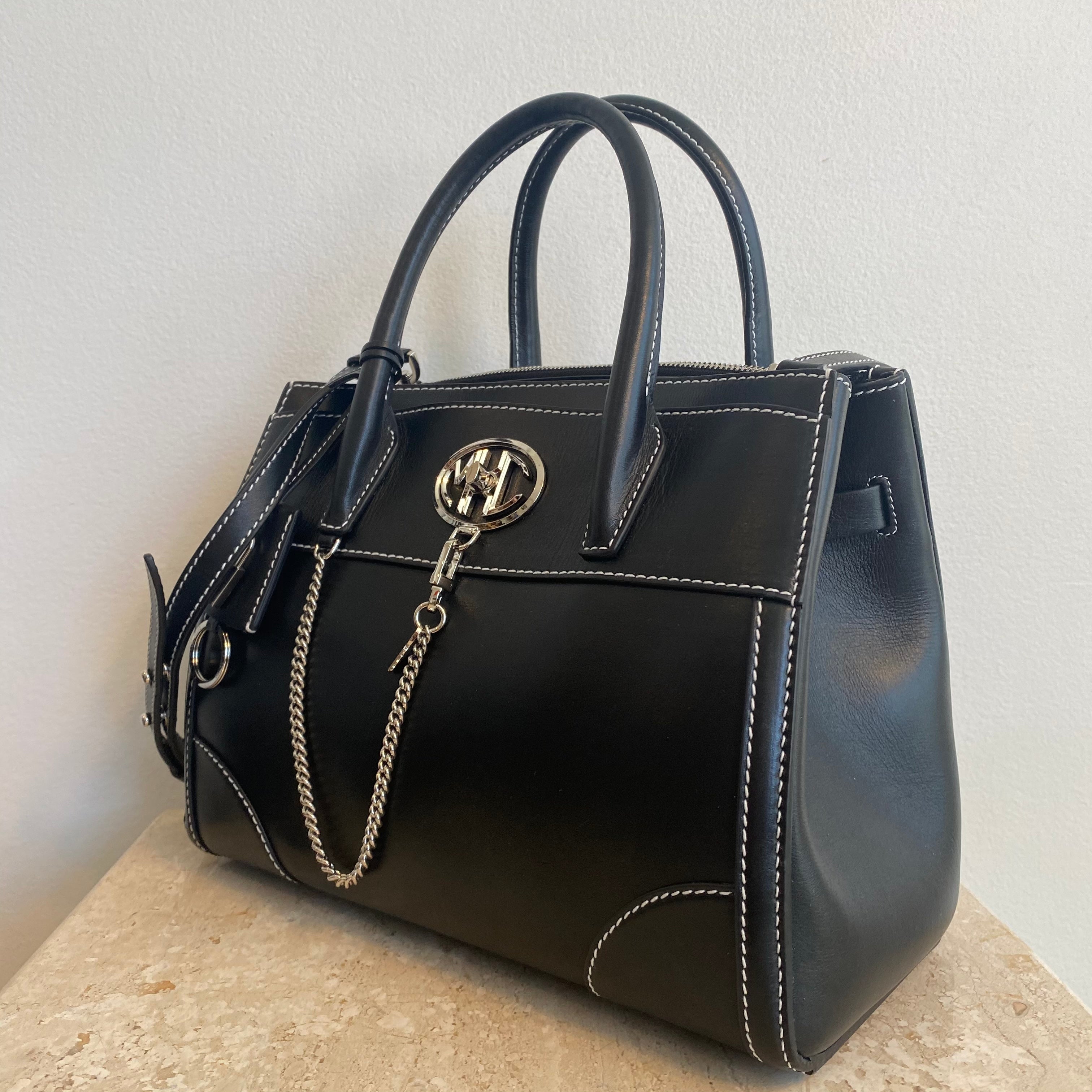 Authentic MICHAEL KORS Monogramme Collection Black Leather Satchel ...