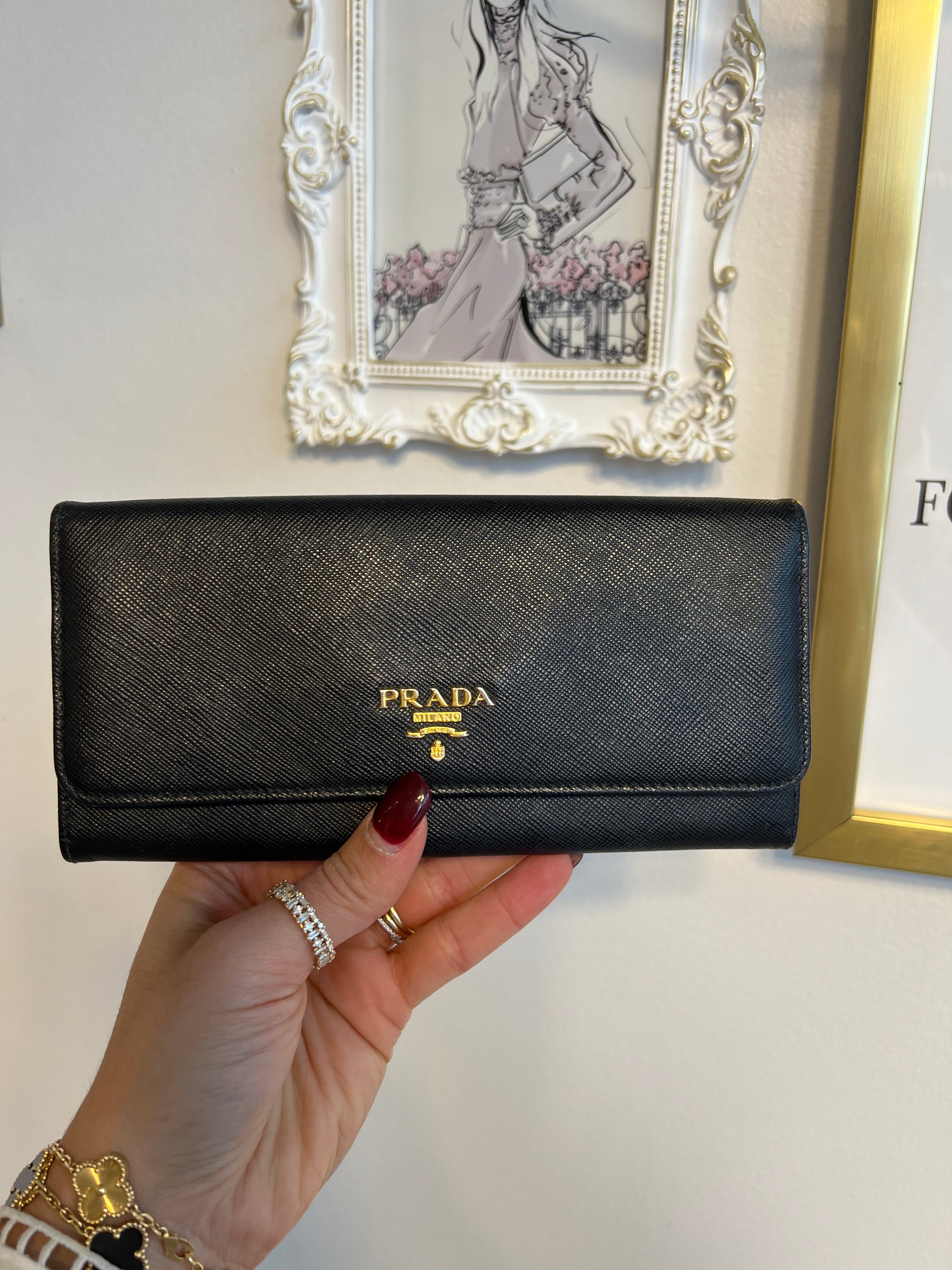 Authentic PRADA Black Saffiano Leather Large Wallet – Valamode