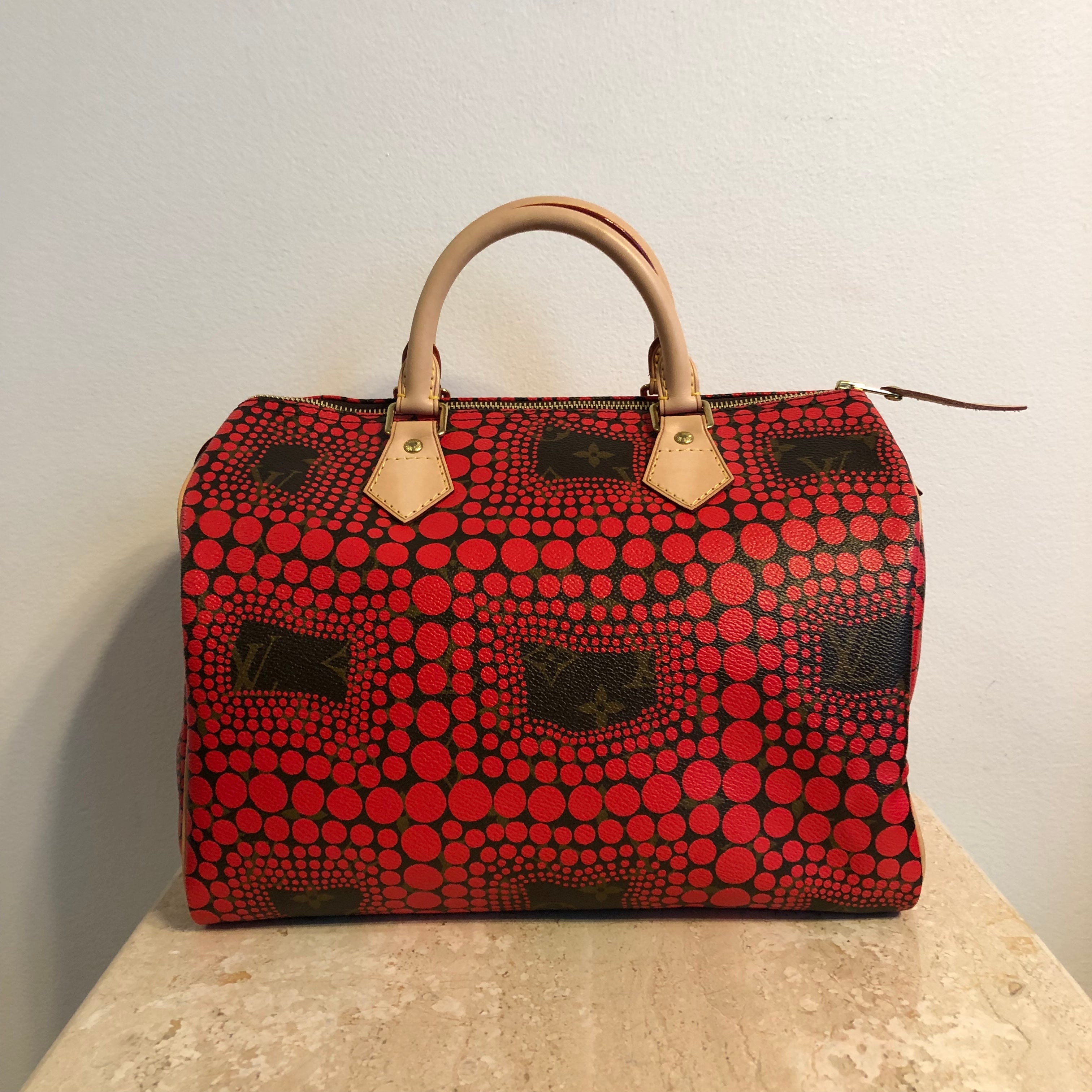 Authentic LOUIS VUITTON Limited Edition Yayoi Kusama Red Monogram Spee – Valamode