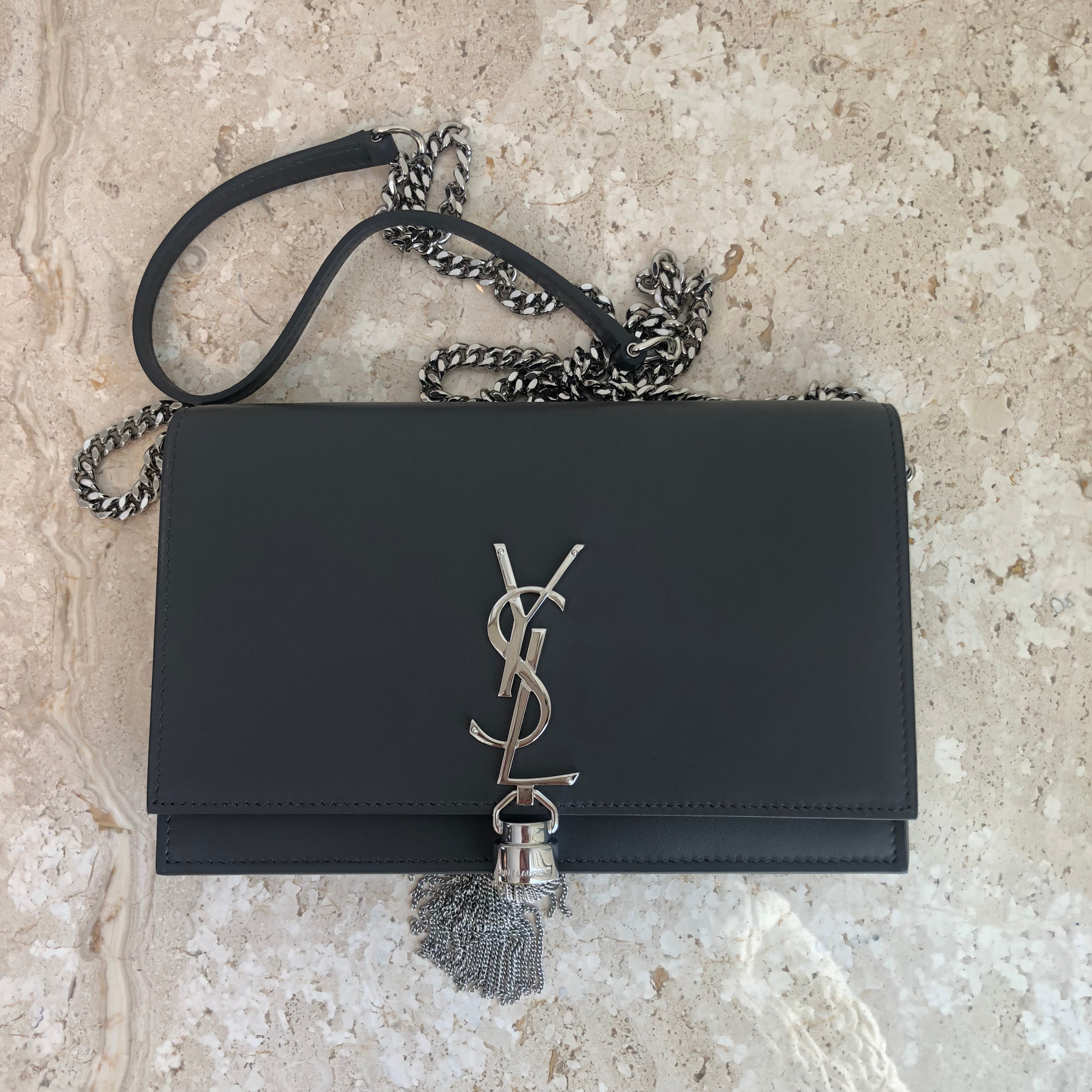 Authentic YVES SAINT LAURENT Small Kate Chain Wallet Tassel