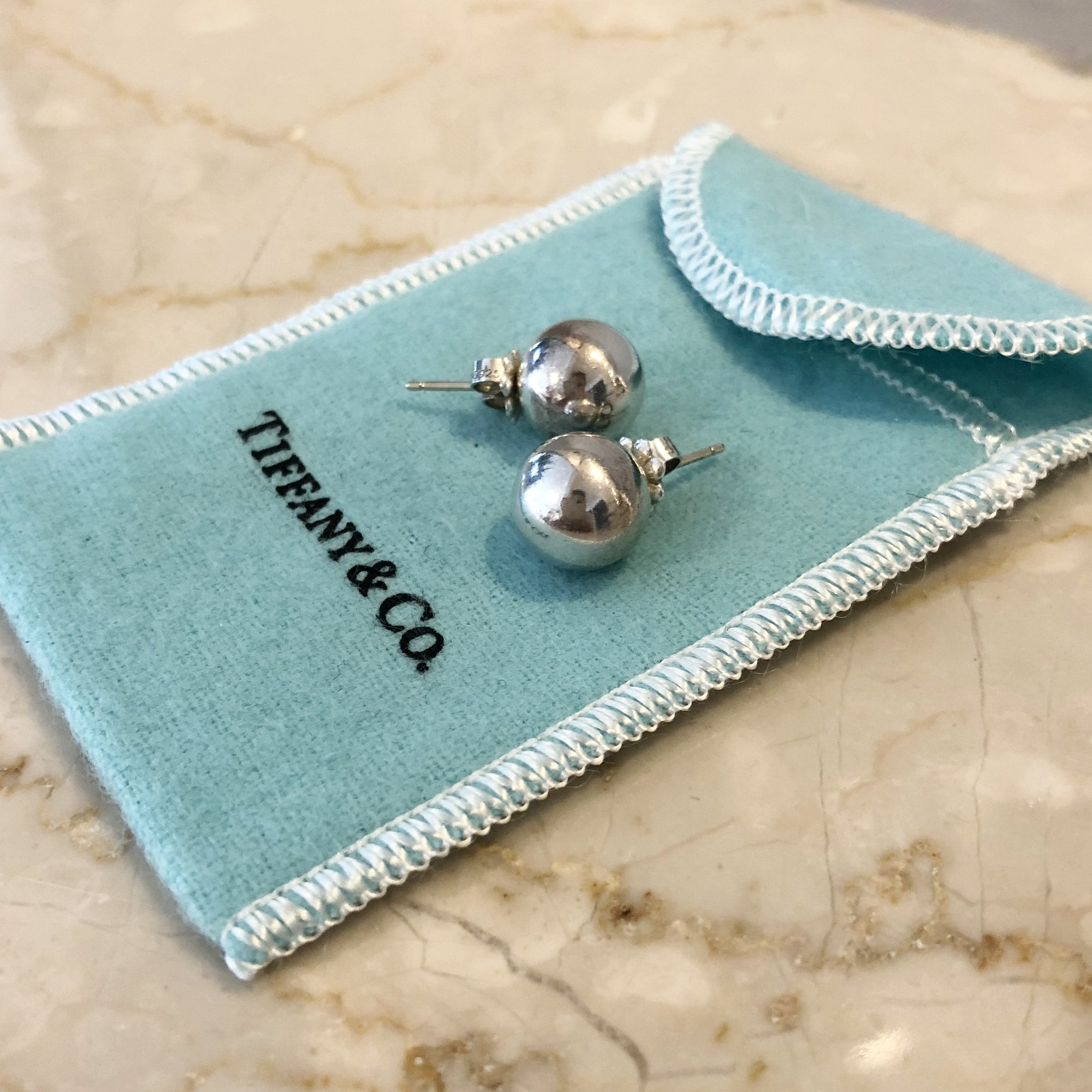 tiffany and co silver ball earrings