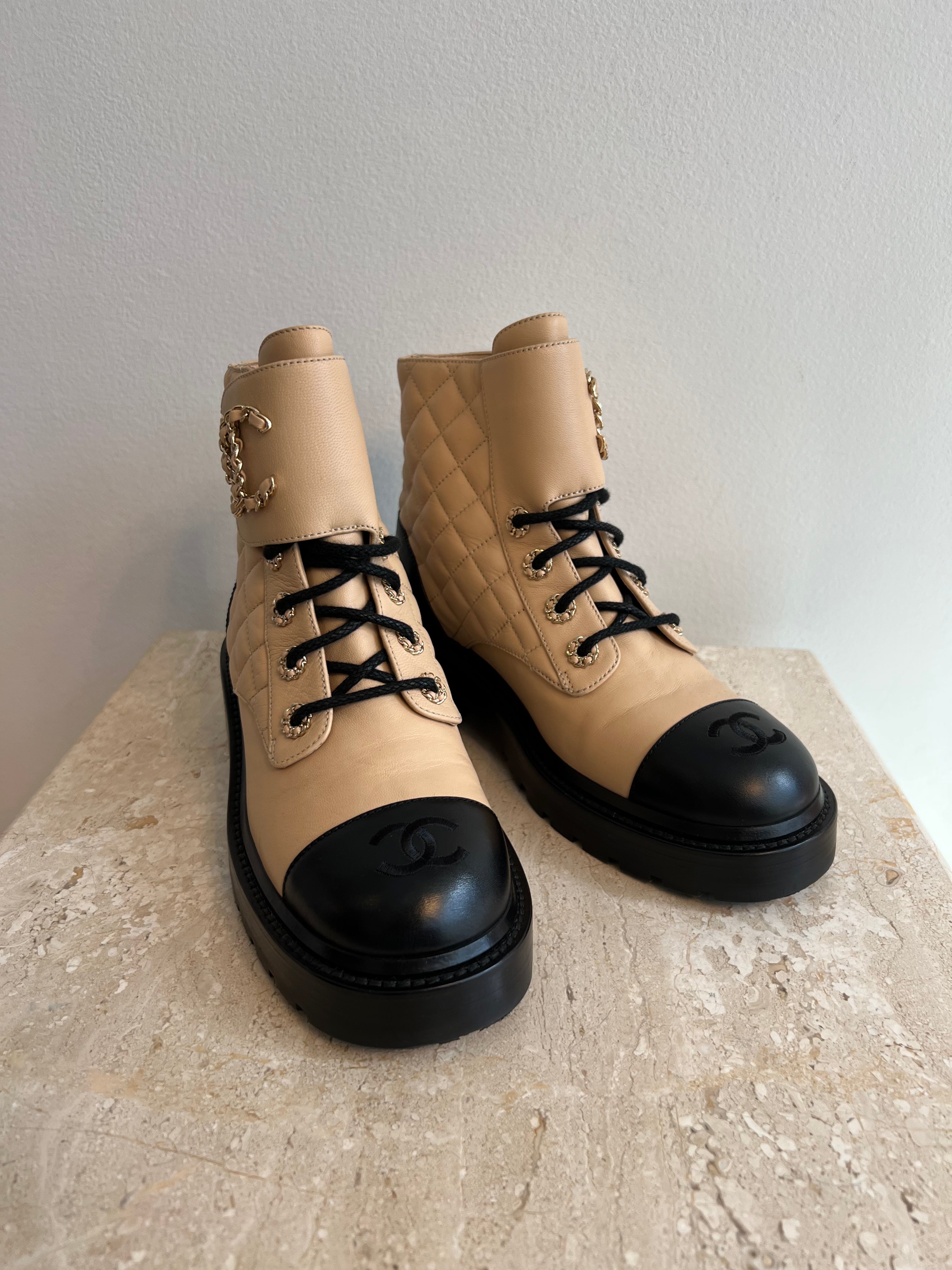 Authentic CHANEL Combat Boots Size  – Valamode