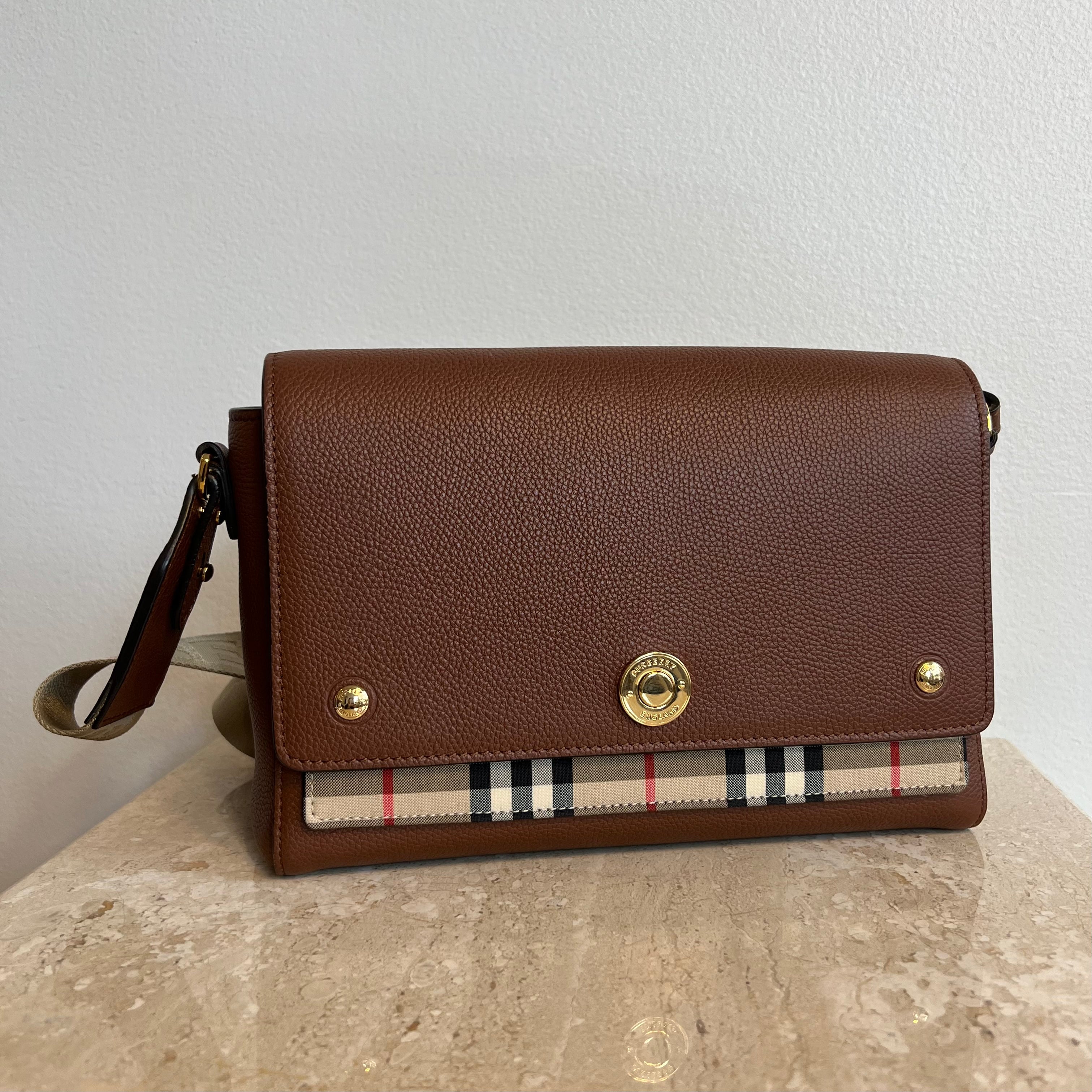 Authentic BURBERRY Leather and Vintage Check Note Crossbody Bag – Valamode