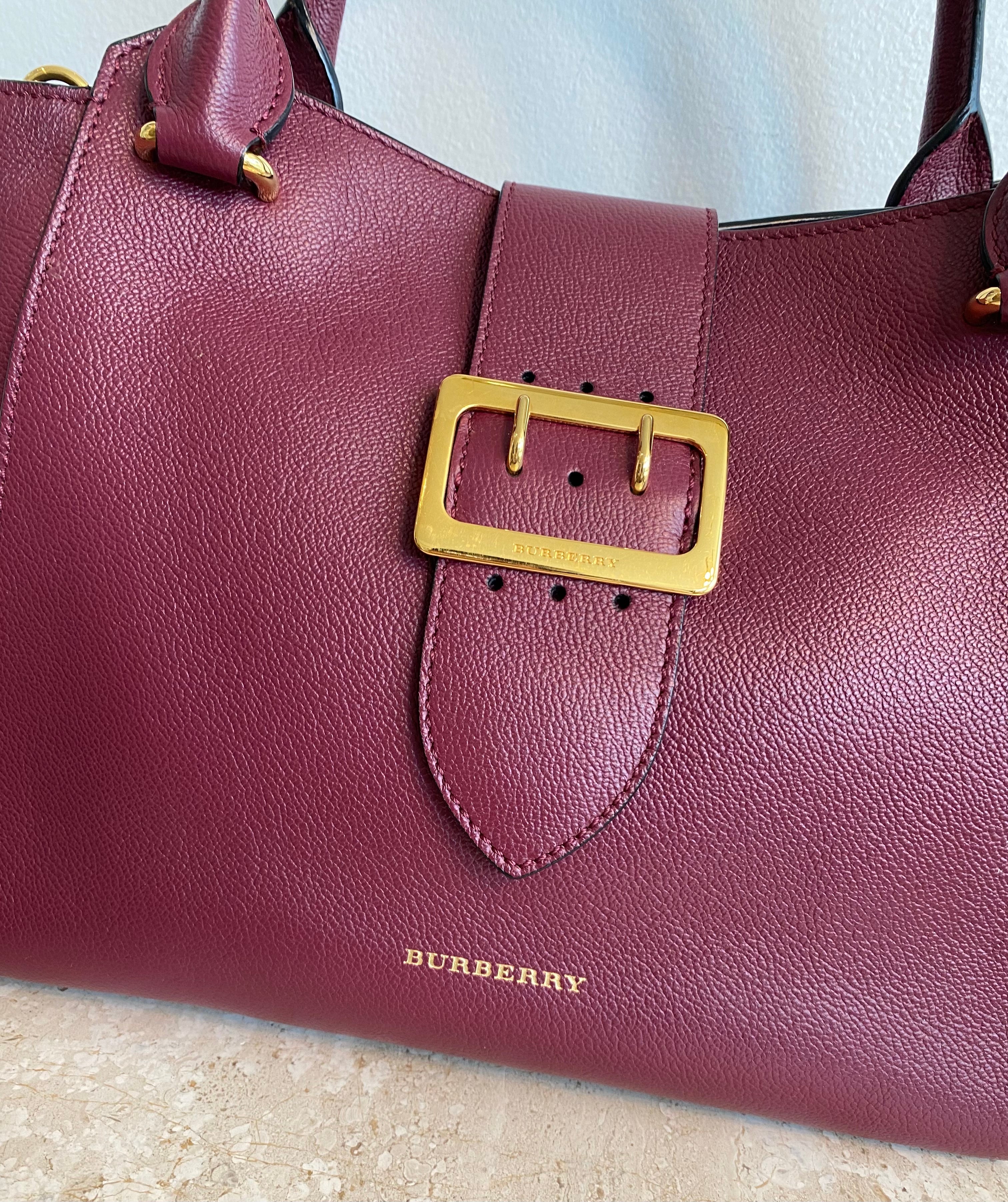 Authentic BURBERRY Burgundy Buckle Tote/Shoulder Bag – Valamode