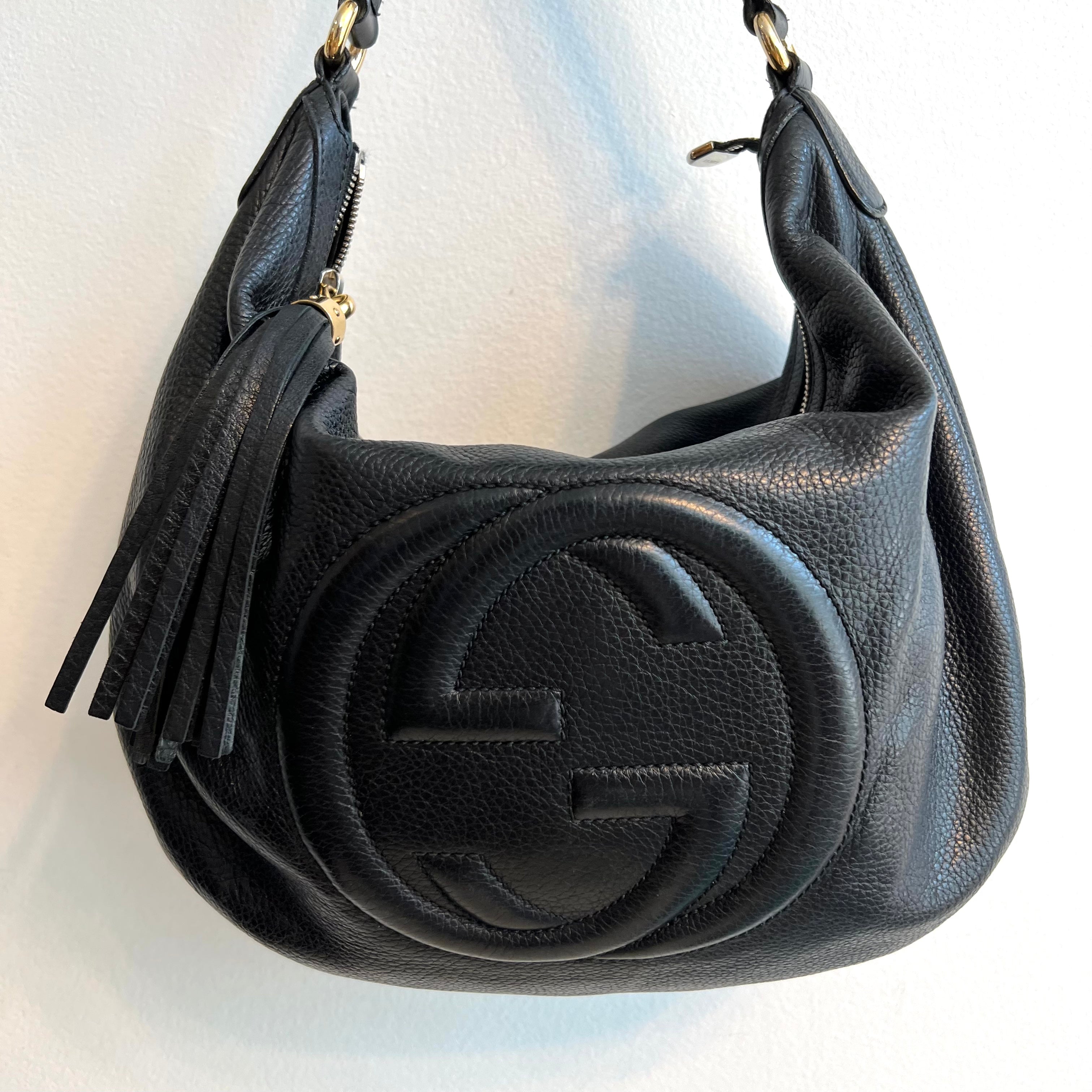 Authentic GUCCI Half Moon Hobo Black Leather Handbag/Crossbody – Valamode