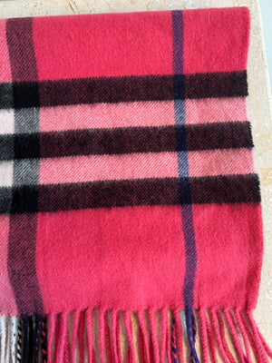 Authentic BURBERRY Hot Pink Nova Check Cashmere Scarf – Valamode