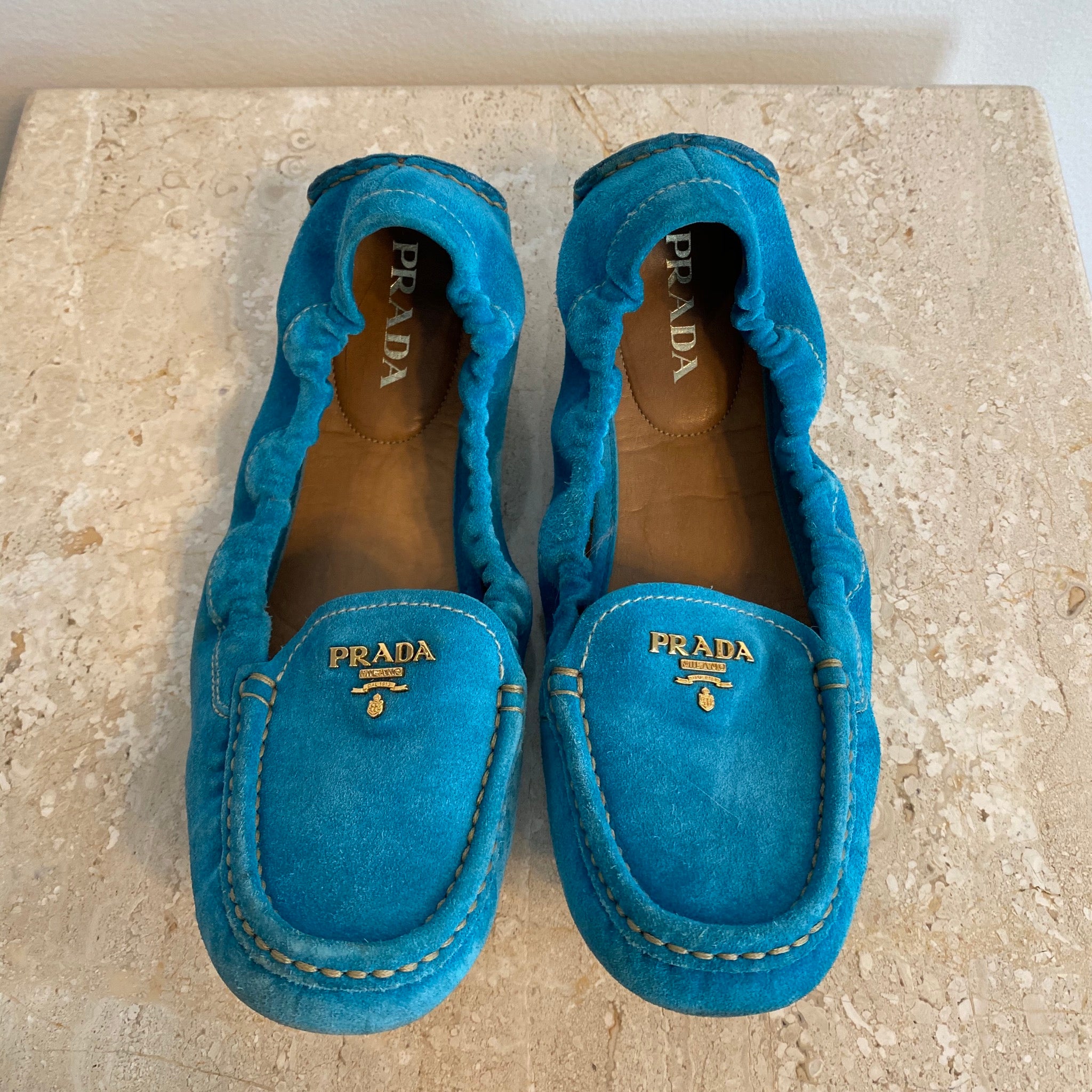 Authentic PRADA Blue Suede Shoes Size 9 – Valamode