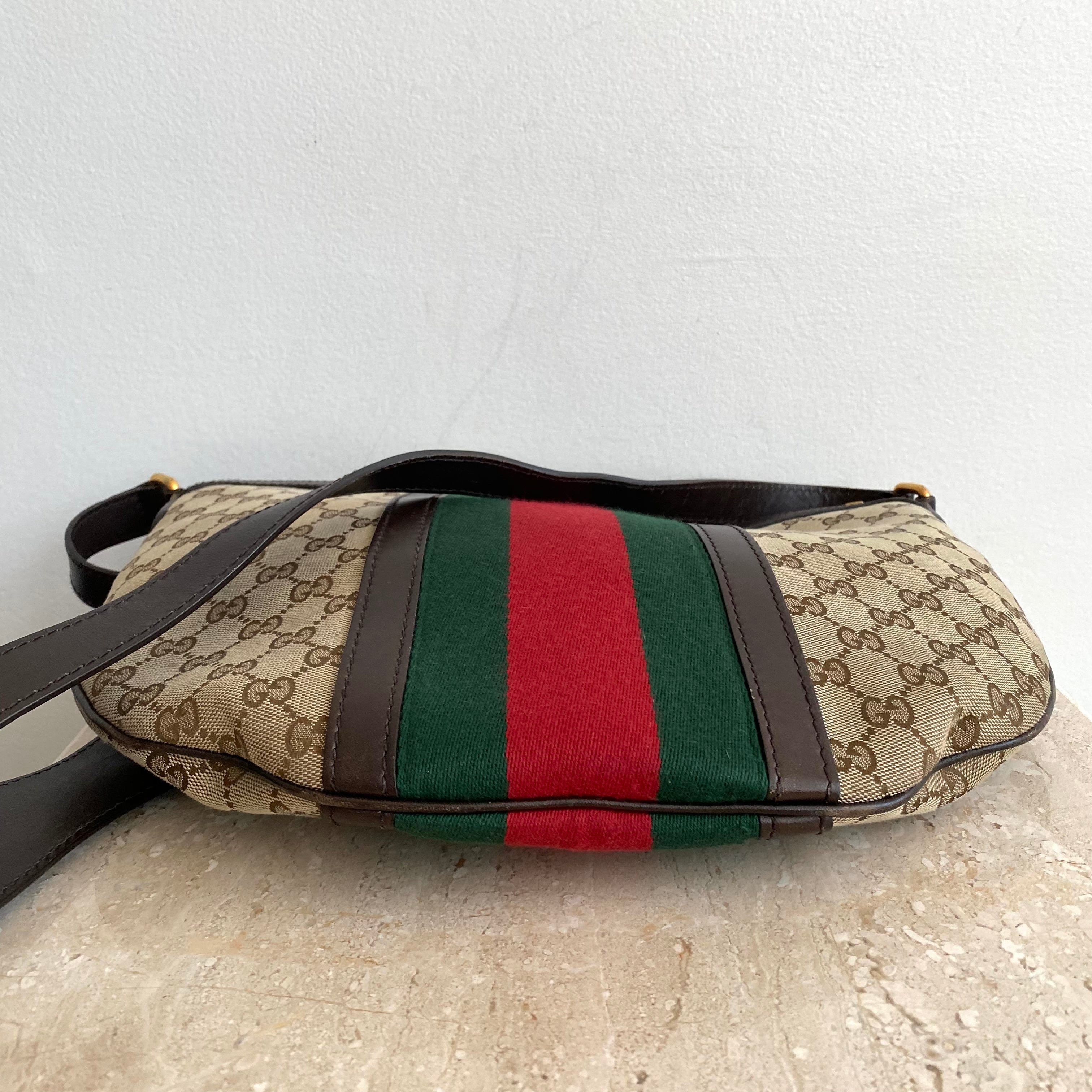 Authentic GUCCI Half Moon Hobo GG Web Messenger/Crossbody – Valamode