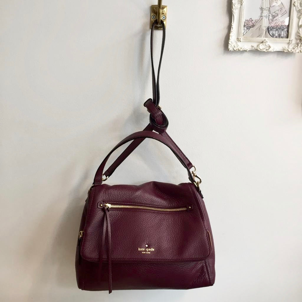 Authentic KATE SPADE Burgundy Pebbled leather Hand/Shoulder Bag – Valamode