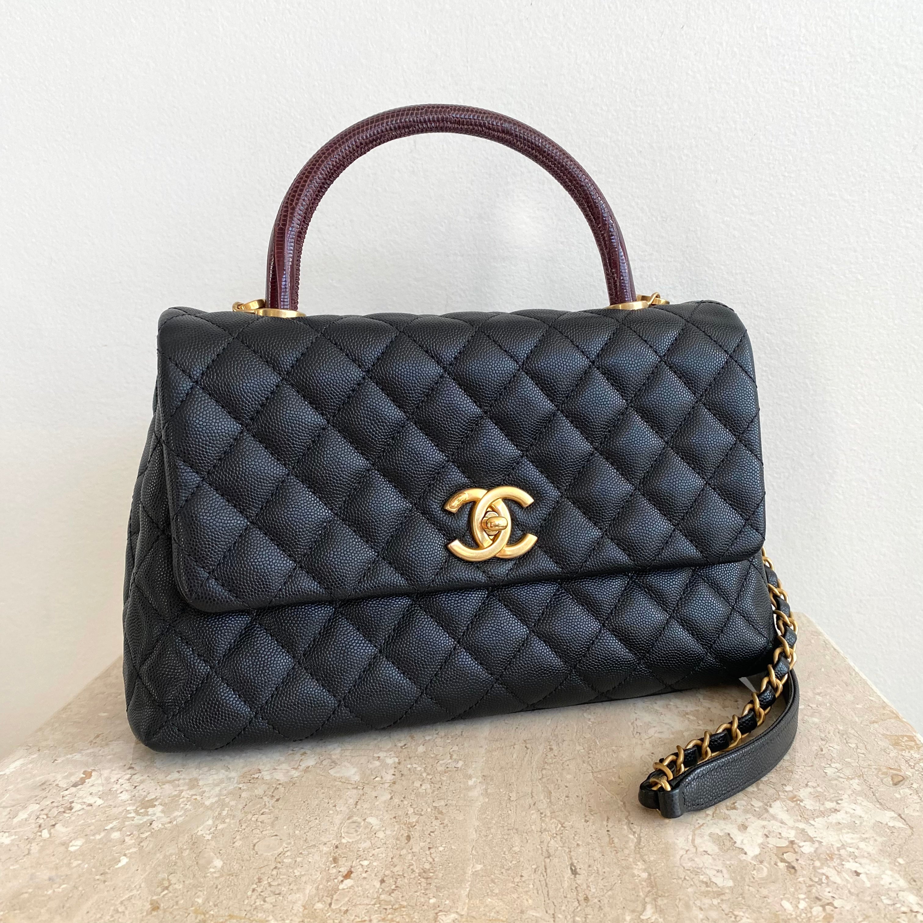 Authentic CHANEL Coco Handle Black Caviar Handbag GHW – Valamode