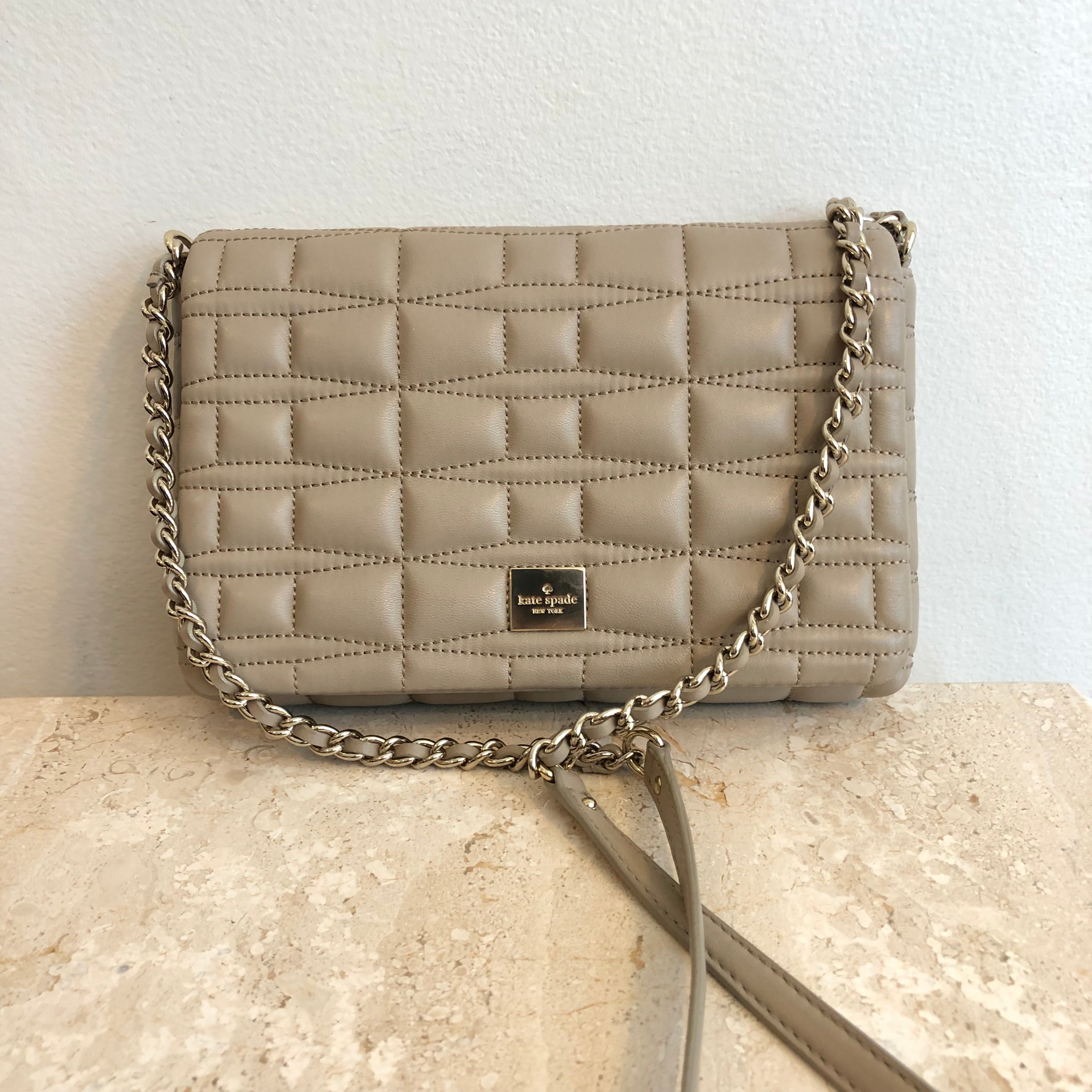 Authentic KATE SPADE Quilted Taupe Crossbody Handbag – Valamode